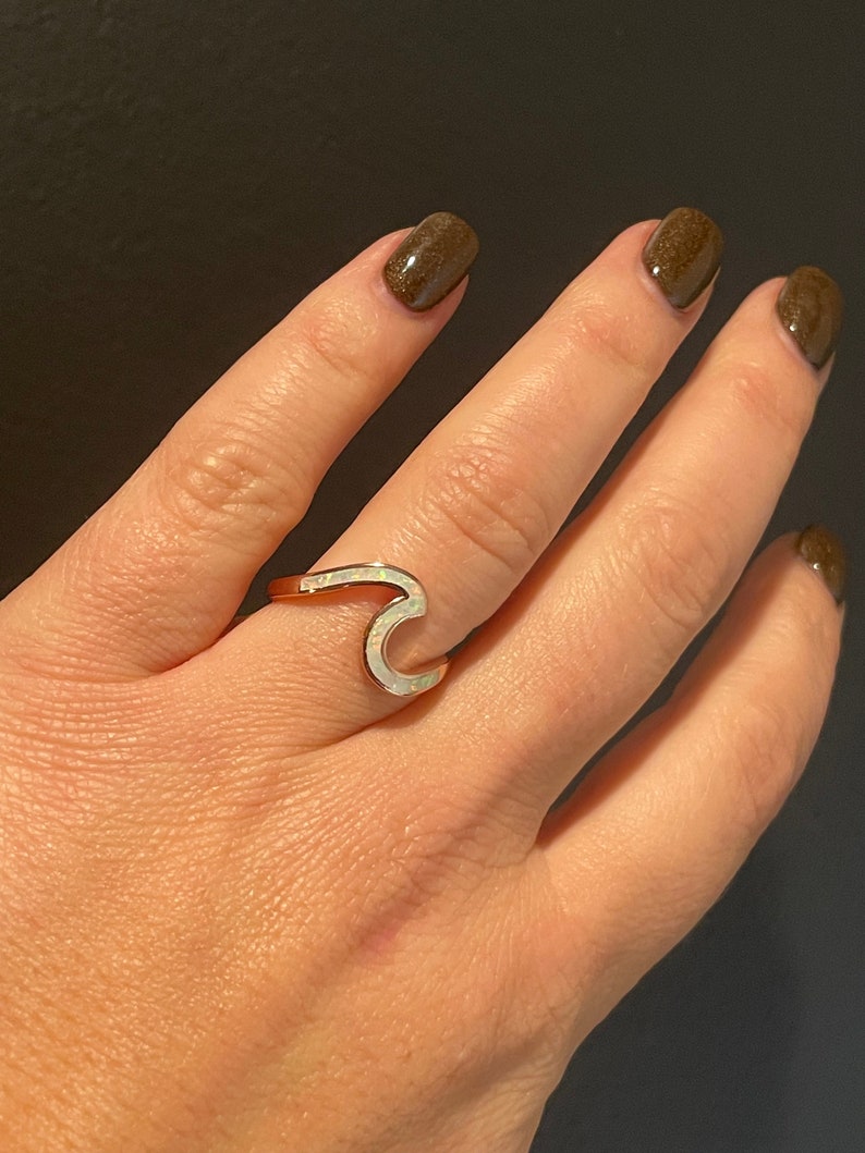 White Opal Wave Ring
