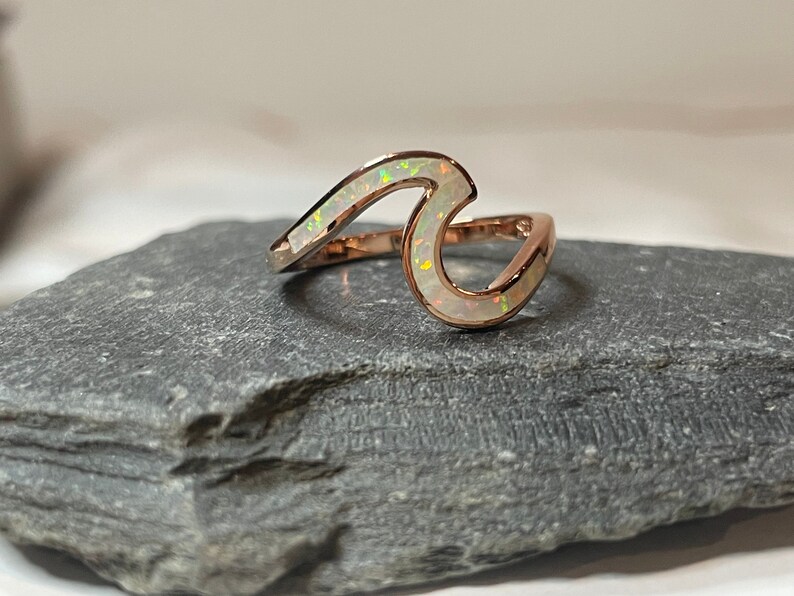 White Opal Wave Ring