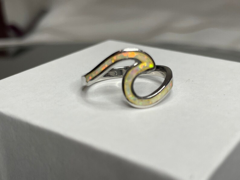 White Opal Wave Ring