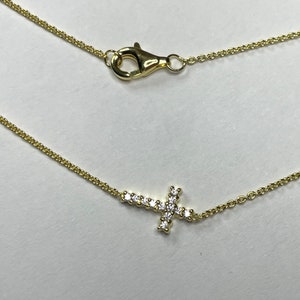 Sideways Cross Necklace- Gold Cross Drop Necklace, Christian Necklace, Religious Necklace, Faith-based Gift, Gift for Christian, Unique Gift