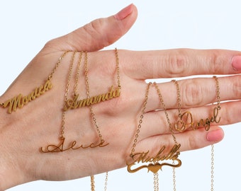 20 Font Styles Custom made Necklace  with Name Personalized Letter Gold Silver Rose Gold stainless steel Pendant Gift  for women baby mom