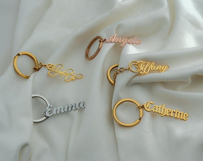 Key Chain Font Personalized Name Keychain With Heart|custom Letter Key Chain|your Name ...
