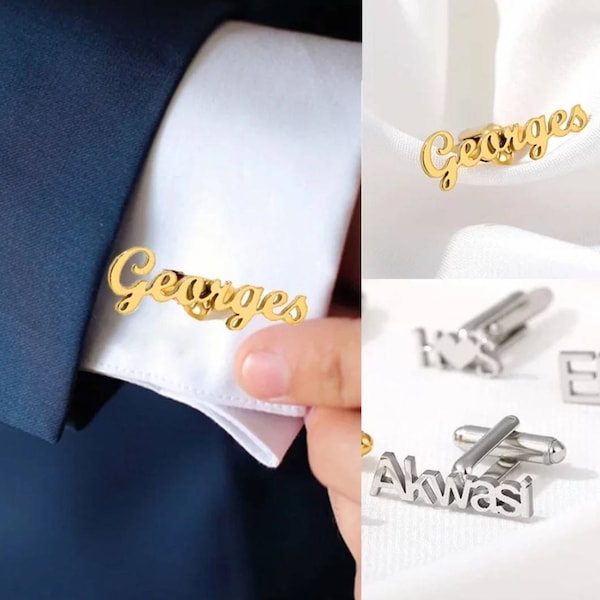 Custom Name Cufflinks | Initial Cufflinks | Letter Cufflinks | Groom Wedding Cufflinks