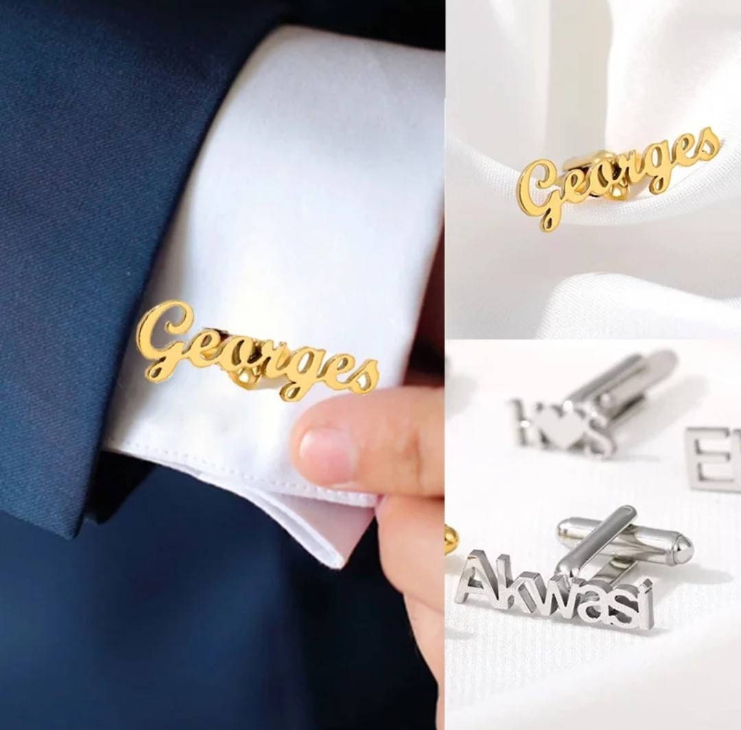 Dreamtimes personnalisé une paire de boutons de manchette initiales Dreamtimes personnalisé une paire de boutons de manchette initiales