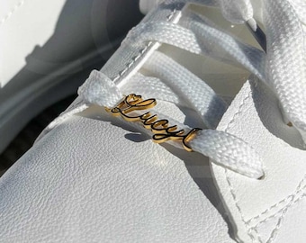Hebilla de zapato con nombre personalizado en oro, plata y oro rosa / 1 clip para cordones / 1 par de hebillas de zapato con nombre personalizado