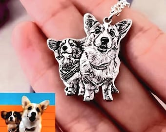Custom Pet Portrait Necklace • Personalized Dog or Cat Photo Jewelry