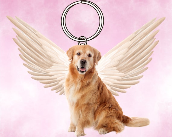 Custom Pet Photo Keychain Angel Wings Picture Keyring Dog Photo
