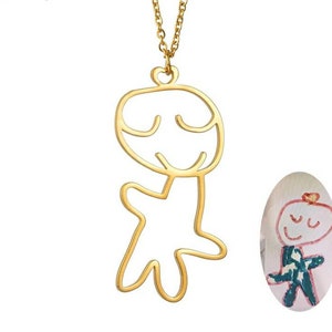 Kids Drawing Necklace• Graffiti Necklace• Children Artwork Necklace• Children&#39;s Gift• Costumes Accessories• Personalized Children&#39;s Mom Gift
