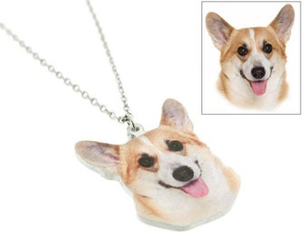 Custom Pet Portrait Necklace • Personalized Dog Cat Photo Jewelry