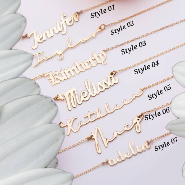 Customized Stainless Steel Name Necklace Personalized Letter Rose Gold Silver Pendant Gift for her him mom gf bf couples kid