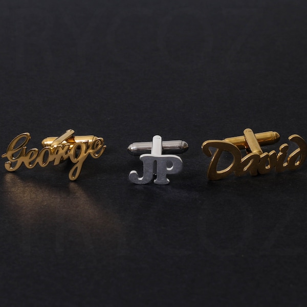 Custom Name Cufflinks | Initial Cufflinks | Letter Cufflinks | Groom Wedding Cufflinks