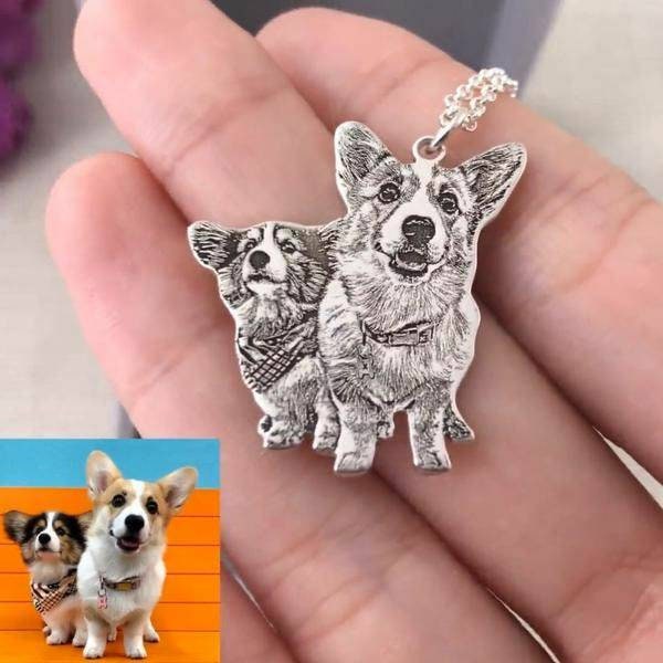 Custom Handmade Pet Portrait Necklace• Personalized Pet Photo Necklace• Pet Lover Gift• Personalized Cat Dog Name• Pet Memorial Gift Jewelry