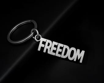 Freedom Keychain Customized Keyring Stainless Steel Name Personalized Letter Silver Keychain Gift for her him gift for mom gf bf couples kid