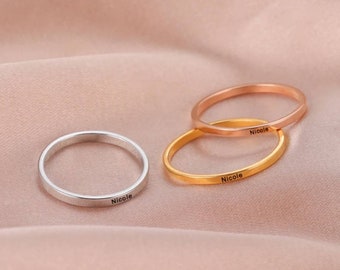 Personalisierter Namensring | Personalisierte Ringe | Schmaler individueller Ring | Personalisierter Zarter Namensring | Edelstahl Namensring | GESCHENK FÜR SIE