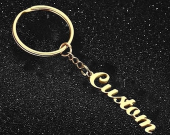 Personalized Name Keychain, Stainless Steel Custom Letter Keyring