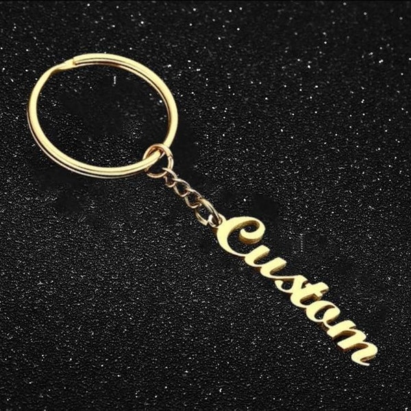 20 Font Styles Customized Keyring Stainless Steel Name Personalized Letter Silver Rose Gold Keychain Gift for her him mom gf bf couples kid