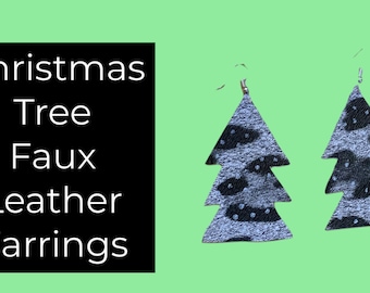 Pendientes de cuero falso árbol de Navidad hechos a mano