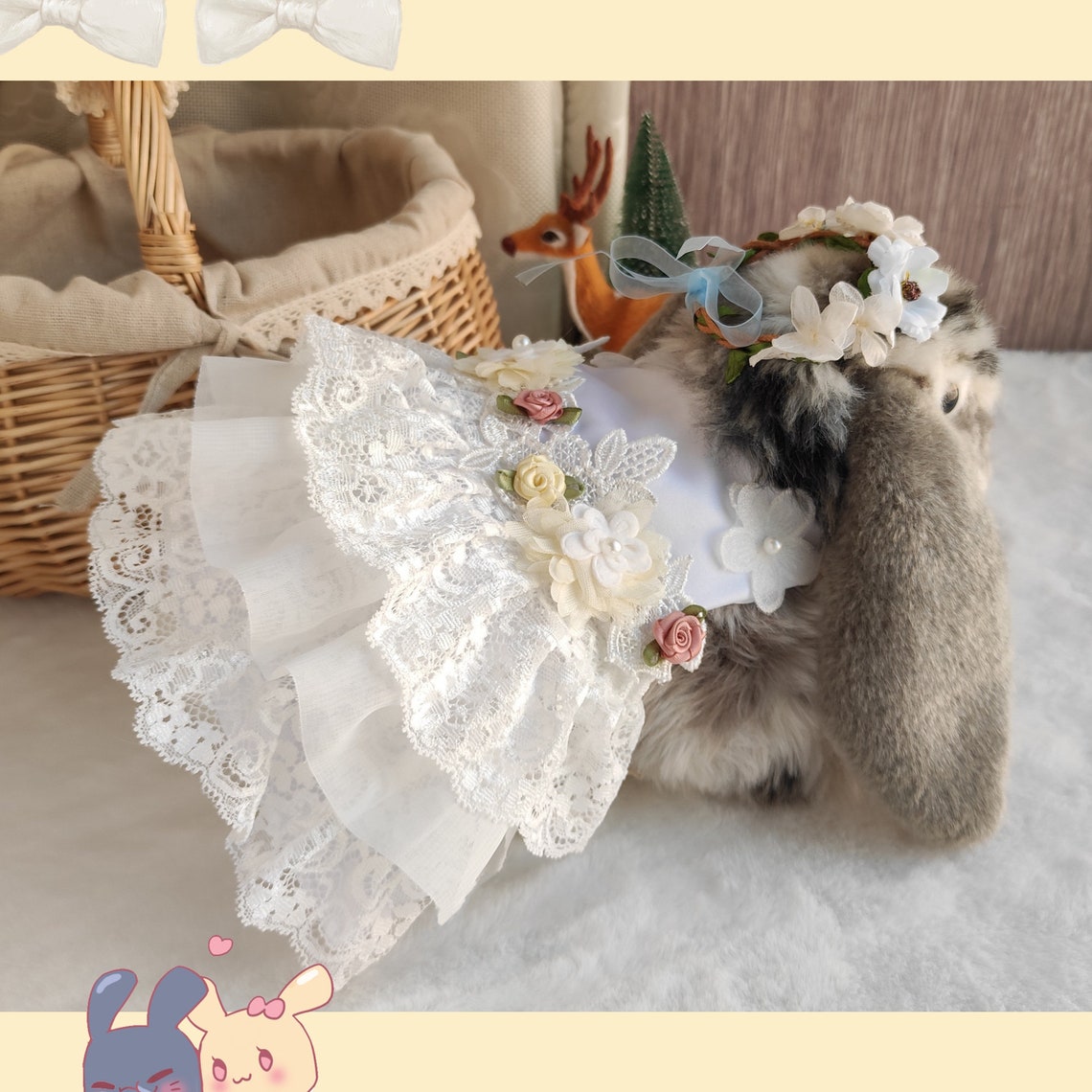 Bunny Wedding Dress Rabbit Harness Dress Leash Set Small Pet Etsy