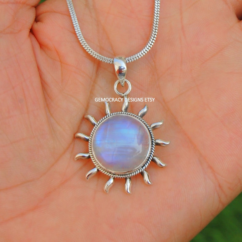 Sun Pendant Celestial Sun Shining Sun Pendant Layering Sun The Sunshine Pendant Moonstone Sun Pendant 925 Sterling Silver Pendant