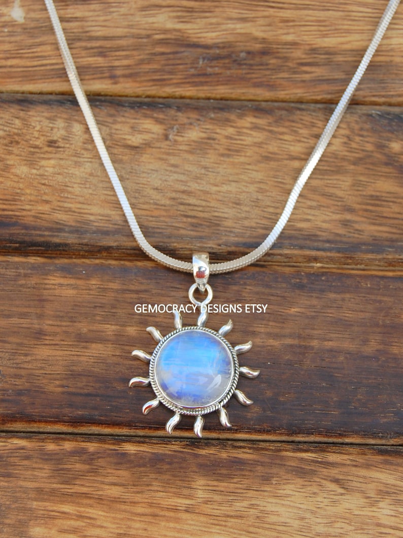 Sun Pendant Celestial Sun Shining Sun Pendant Layering Sun The Sunshine Pendant Moonstone Sun Pendant 925 Sterling Silver Pendant
