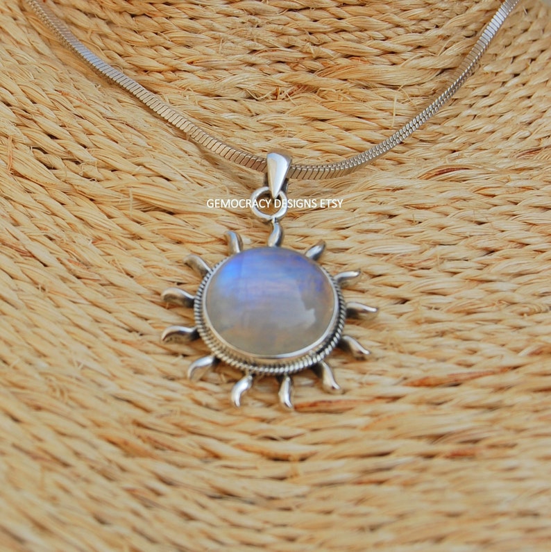 Sun Pendant Celestial Sun Shining Sun Pendant Layering Sun The Sunshine Pendant Moonstone Sun Pendant 925 Sterling Silver Pendant
