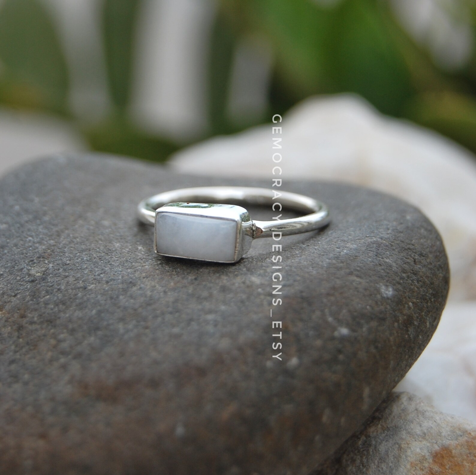 White Quartz Ring 925 Sterling Silver Ring White Gemstone Etsy