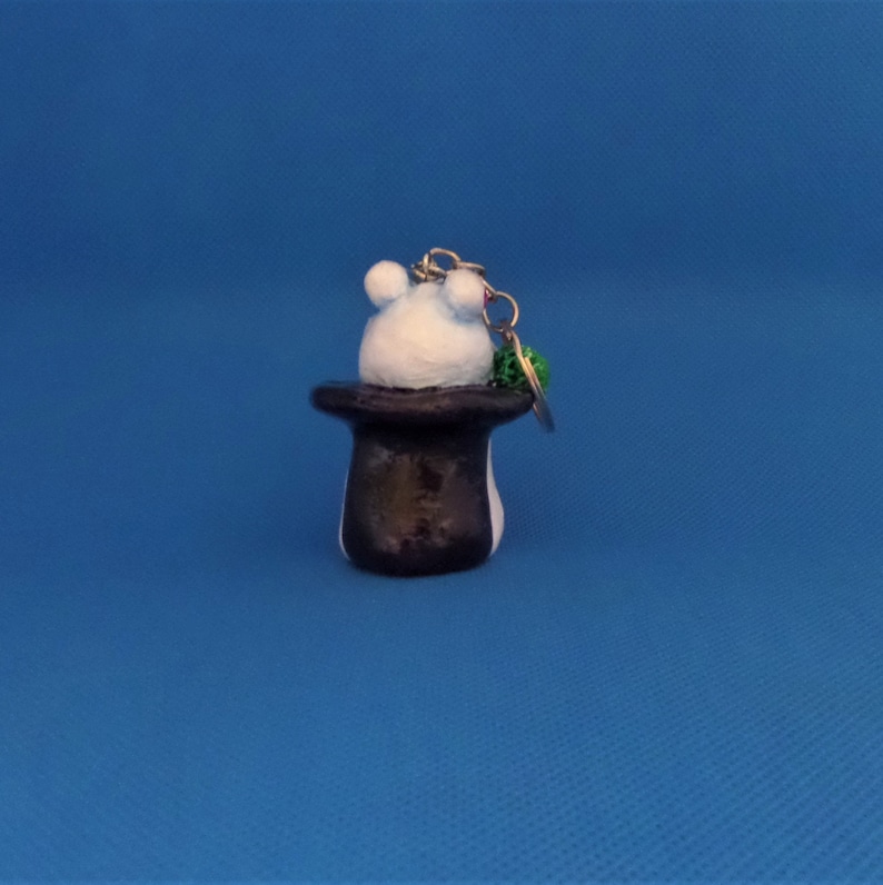 Handmade Polymer Clay Keychain Rabbit Out of a Hat Keychain Fun Art Gift Sculpture