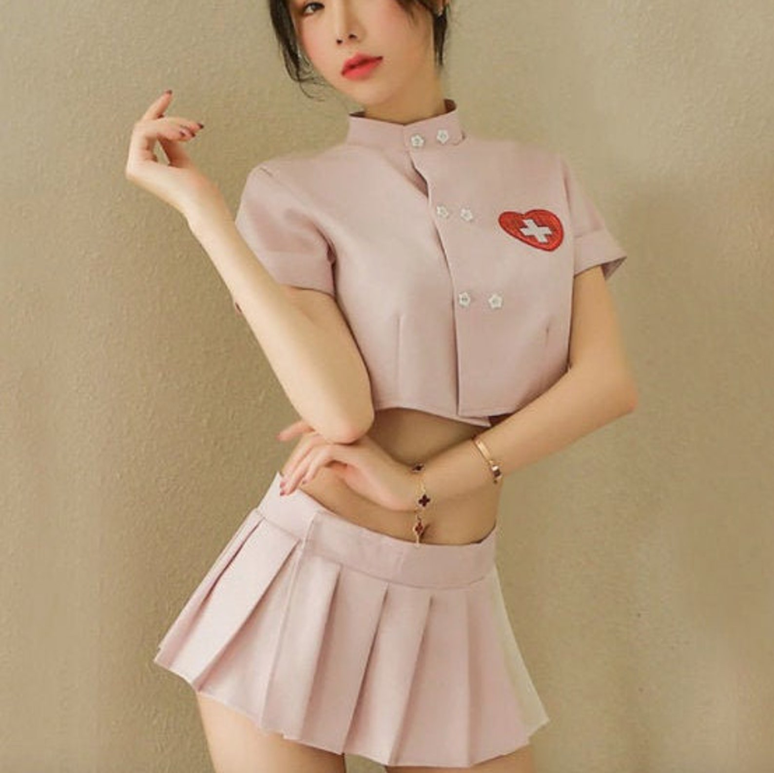 Sexy Nurse Pink Cosplay Costume Miniskirt Outfit Sexy Etsy