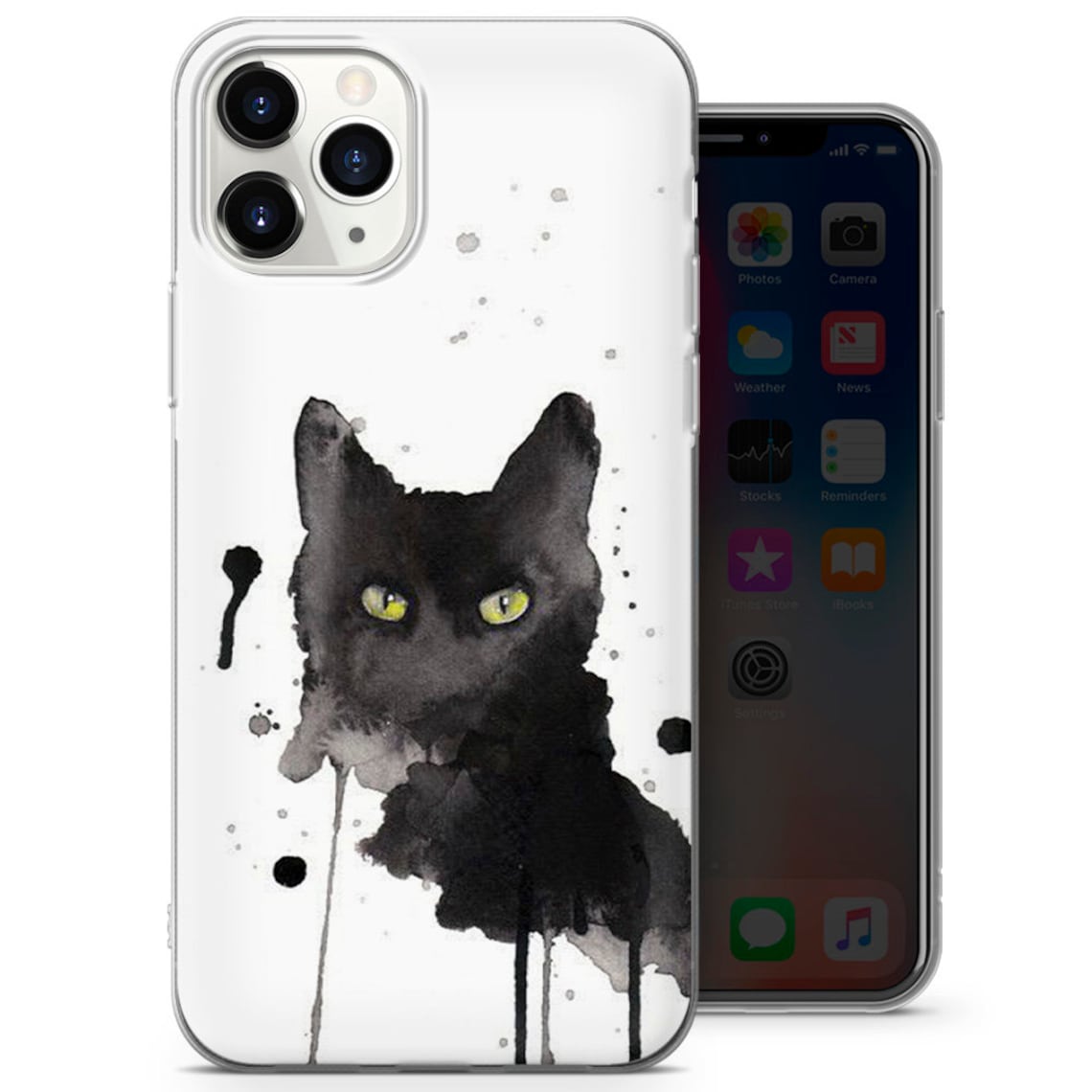 Black Cat Phone Case Aquarelle Case For iPhone 7 8 XS XR Etsy