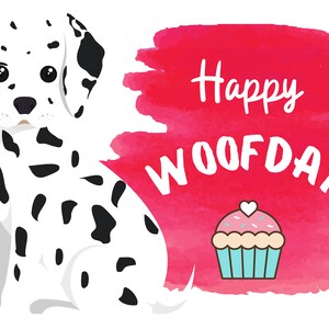 Cartão de aniversário para impressão.Cartão de aniversário para impressão engraçado.Cartão de aniversário para download.Cartão de aniversário digital.Download instantâneo.Feliz Woofday.