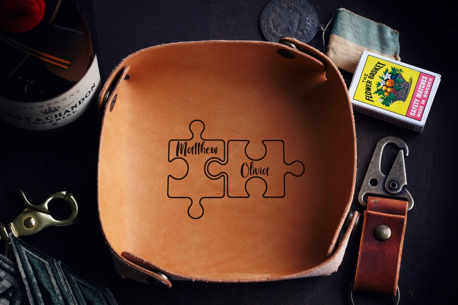 Personalized Jigsaw Puzzle Sorting Leather Trays Pieces Stackable Large Surface Double Sided