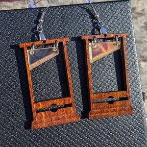 Guillotine earrings, unique dangle earrings