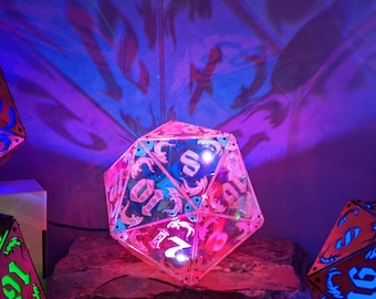 Translucent D20 Dragon Dice Lamp: Color Changing Crystal Effect Dice Light, DnD Gift