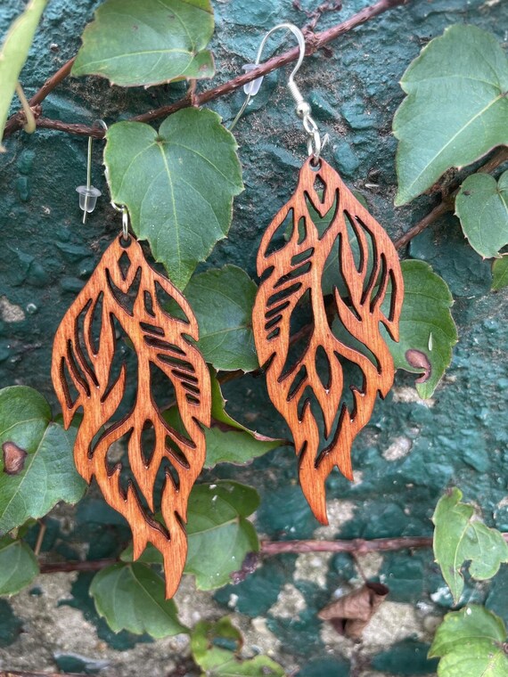Wooden 2024 leaf earrings