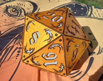 D20 Dragon Dice Lamp - Assembled and finished dnd lamp, RPG decor for nerds