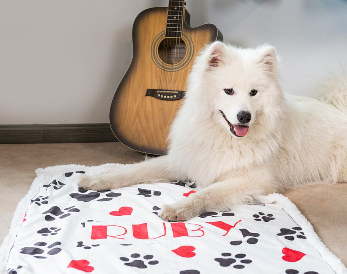 Personalized Blanket with Paw Prints Custom Dog Blanket Etsy