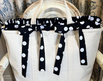 Boat and Tote Insert: Handmade Polka Dot Liner with Zipper