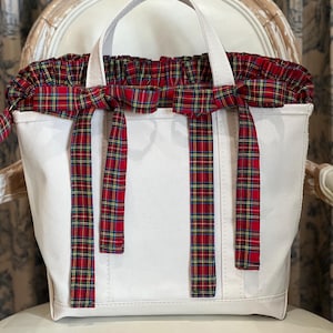 Custom Boat and Tote Insert Liner Christmas Red Plaid Check Mini, Small, Medium, Large, X-Large (Tote is Not Included)