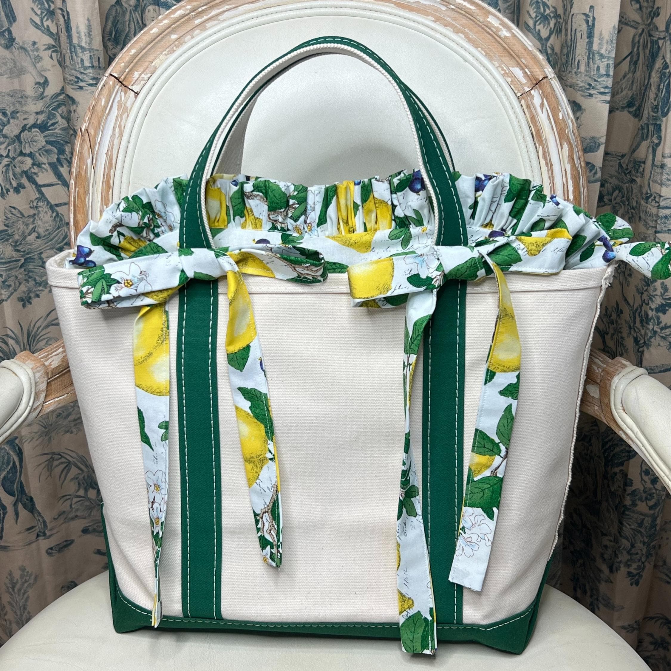 Handmade Boat and Tote Insert: Lemon Blueberry Fabric Liner