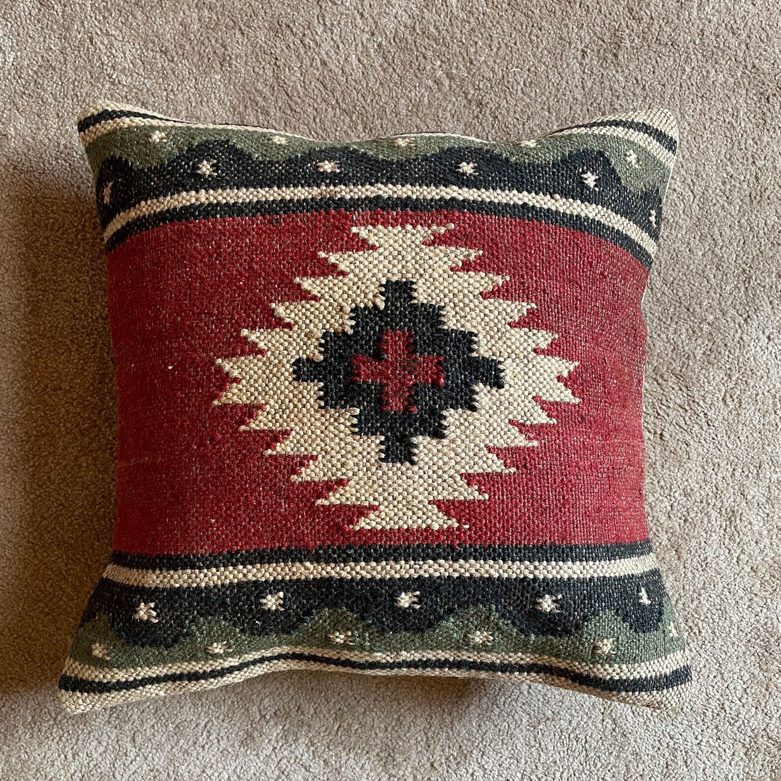Red Aztec Southwestern Kilim Throw Pillow Cover 18 x 18 inch Etsy