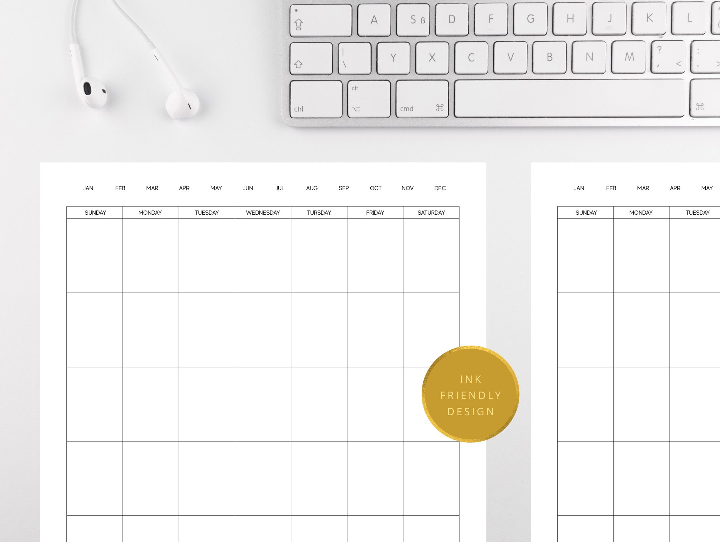 Printable Monthly Planner Minimalist Month Digital Template | Etsy