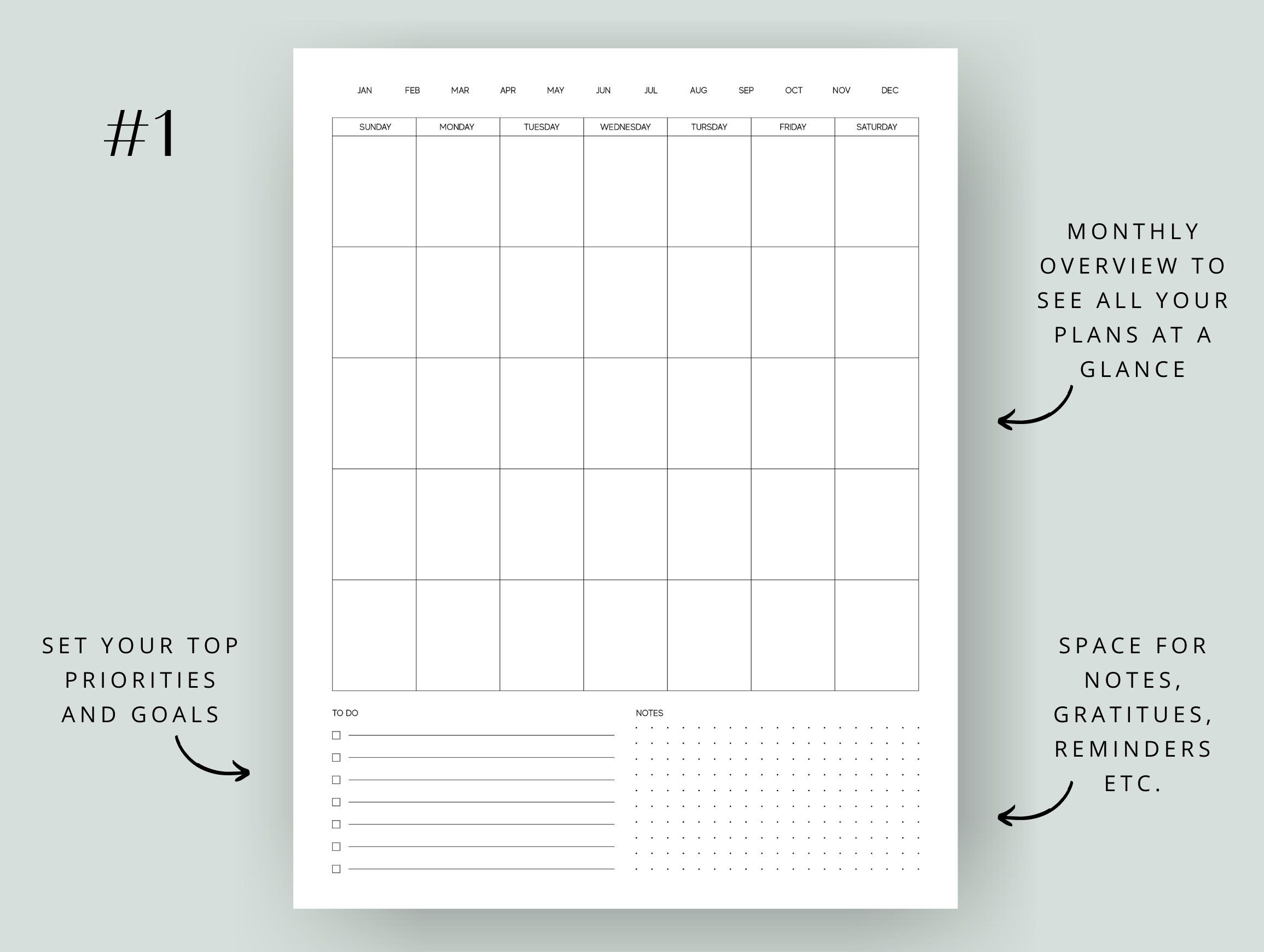 Printable Monthly Planner Minimalist Month Digital Template Etsy Printable Monthly Planner Minimalist Month Digital Template Etsy