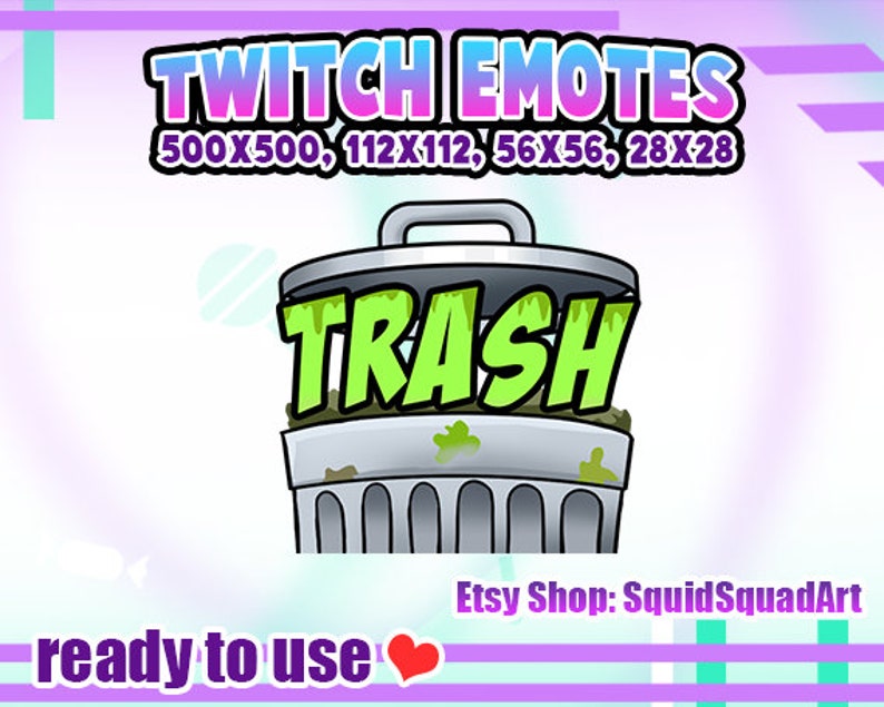 Trash Bin Emote for Twitch / Youtube/ Facebook Etsy Ireland