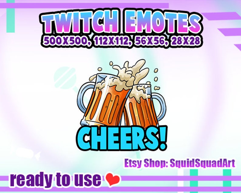 Cheers Beer Cartoon Emote for Twitch/youtube/facebook Etsy