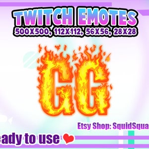 GG fire text emote for Twitch/Youtube/Facebook