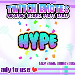 Konfetti HYPE Text Animiertes Emote und Static - für Twitch und Discord