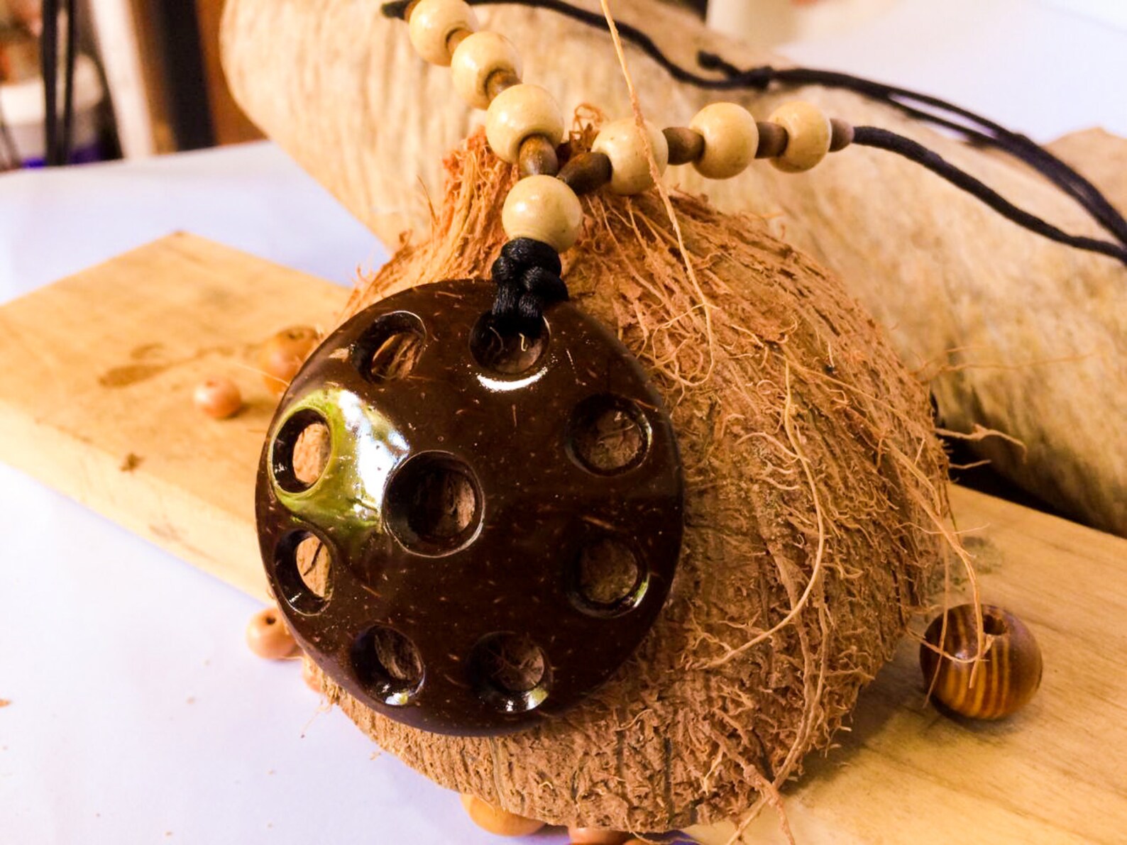 Coconut Shell Pendent Handmade Pendant Lightweight Pendant Etsy UK