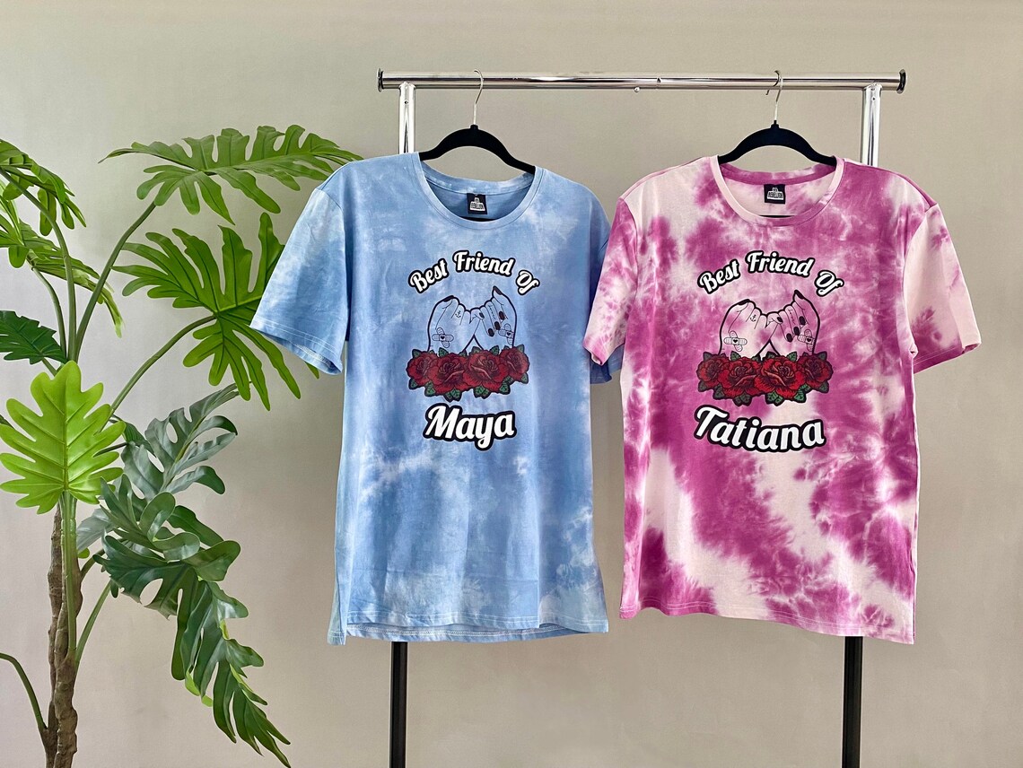 Oversized Custom Tie Dye Best Friend Tshirt set of 2 Etsy