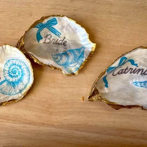 Custom Painted Oyster Shells | Coastal Wedding Favors, Place Cards, Ornaments image 4