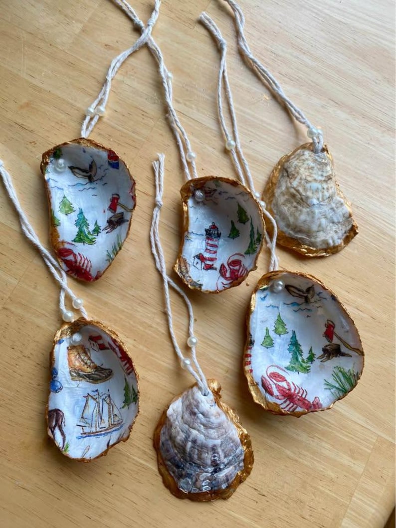 Custom Painted Oyster Shells | Coastal Wedding Favors, Place Cards, Ornaments image 5